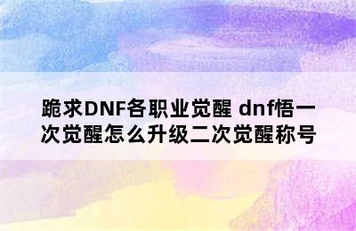 跪求DNF各职业觉醒 dnf悟一次觉醒怎么升级二次觉醒称号